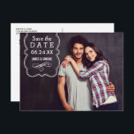 Decorative Photo Overlay Wedding Save the Date Announcement Postcard<br><div class="desc">Modern save the date postcard design features a decorative shaped overlay design with scroll on the front (which can be re-positioned over your engagement photo),  and additional information and space for an address on the back of the card.</div>