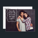 Decorative Photo Overlay Wedding Save the Date Announcement Postcard<br><div class="desc">Modern save the date postcard design features a decorative shaped overlay design with scroll on the front (which can be re-positioned over your engagement photo),  and additional information and space for an address on the back of the card.</div>
