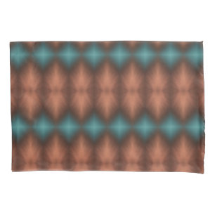 Decorative Pillow Case in Teal and Copper Brown