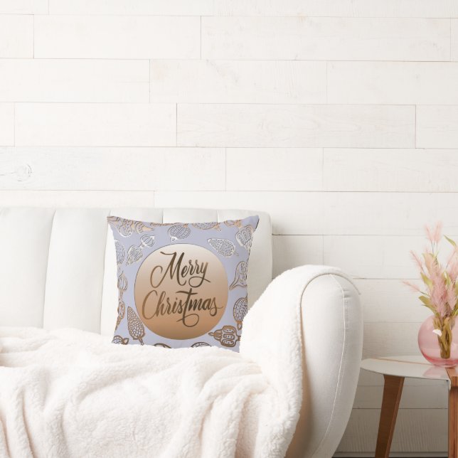 Decorative pillow Merry Christmas with iridescent  (Couch)