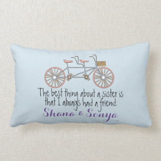 Decorative Pillow Sister Quote Tandem Bicycle