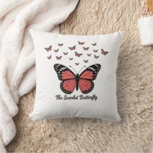 Decorative pillow with crimson Butterfly