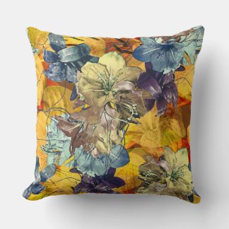 Decorative pillow with floral painting.