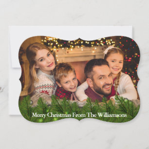 Decorative Pine Bough Fancy Christmas Photo Holiday Card