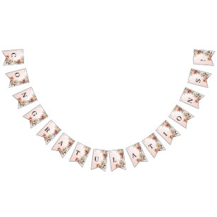 Decorative Pink and White Flowers Bunting Flag