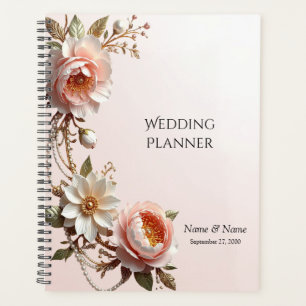 Decorative Pink and White Flowers Planner