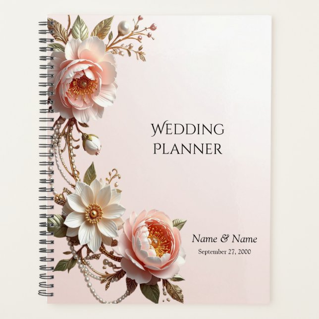 Decorative Pink and White Flowers Planner (Front)