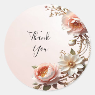 Decorative Pink and White Flowers Sticker