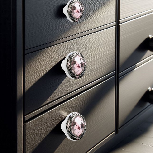 Decorative Pink Black Faux Gemstones Ceramic Knob (Creator Uploaded)