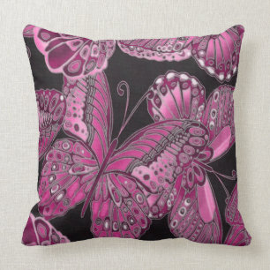 Decorative Pink Butterfly Throw Pillow