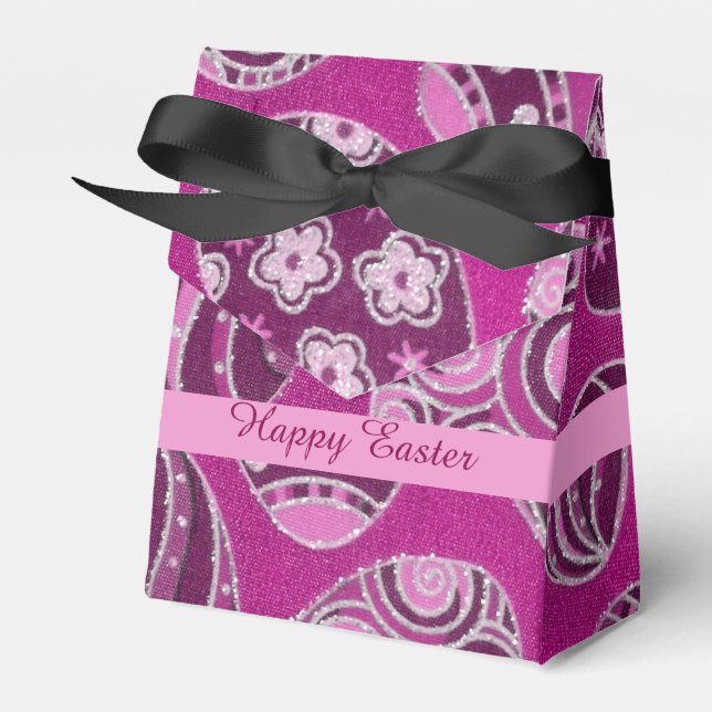Decorative Pink Easter Eggs Favour Box (Front Side)
