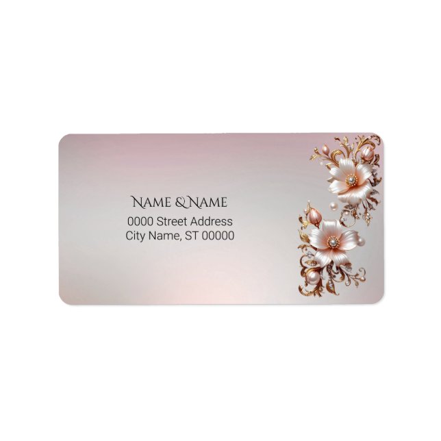 Decorative Pink Floral Address Label (Front)