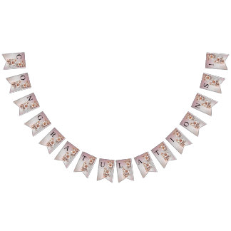 Decorative Pink Floral Bunting Flag