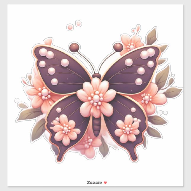 Decorative Pink Floral Butterfly (Sheet)