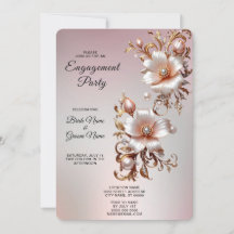 Decorative Pink Floral Engagement Invitation