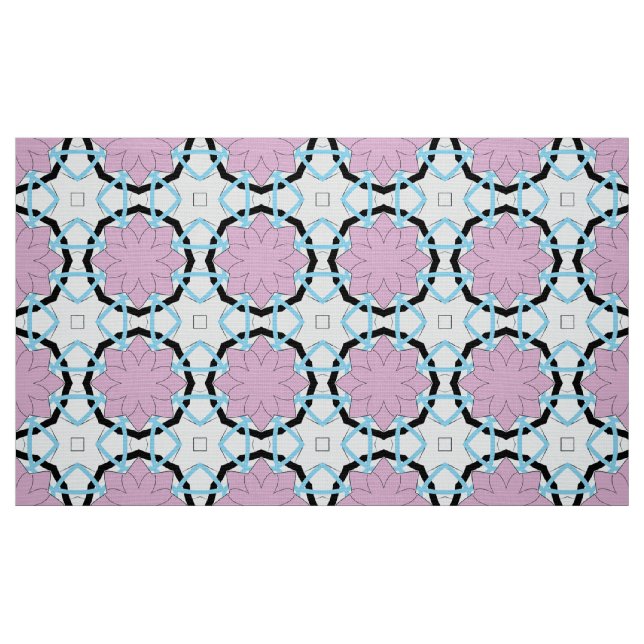 Decorative pink floral geometric pattern  fabric (Fat Quarter)