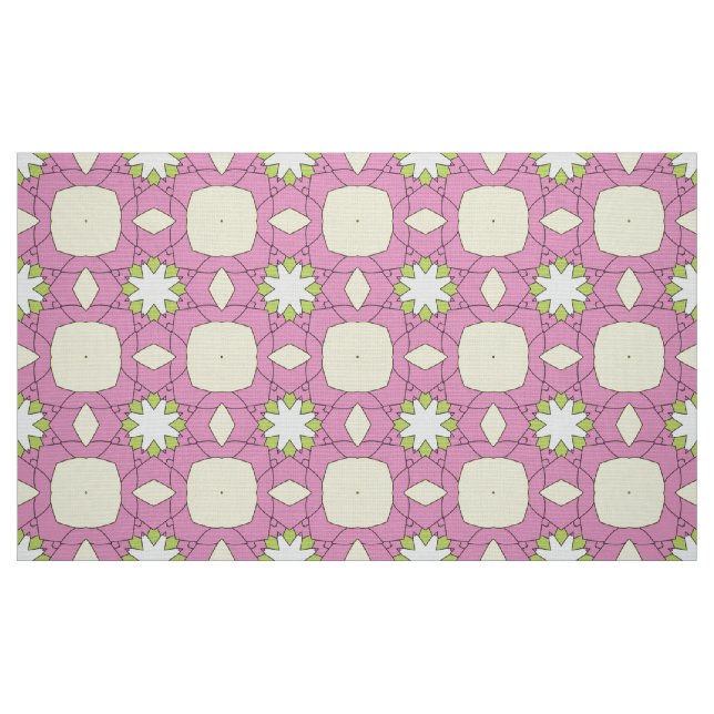 Decorative pink floral geometric pattern  fabric (Fat Quarter)
