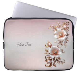 Decorative Pink Floral Laptop Sleeve