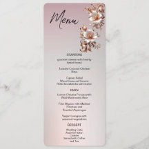 Decorative Pink Floral Menu