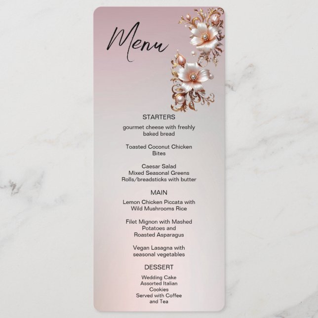 Decorative Pink Floral Menu (Front)