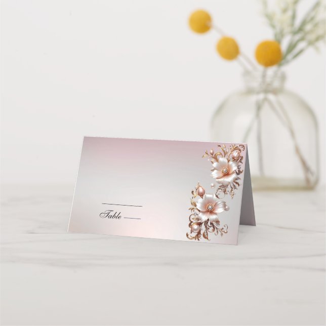 Decorative Pink Floral Place Card (Front)