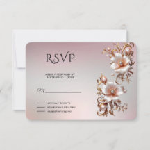 Decorative Pink Floral RSVP Card