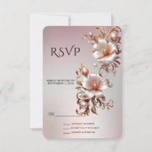 Decorative Pink Floral RSVP Card