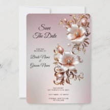 Decorative Pink Floral Save The Date