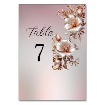 Decorative Pink Floral Table Number
