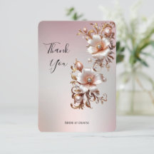 Decorative Pink Floral Thank You Card