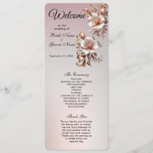 Decorative Pink Floral Wedding  Program
