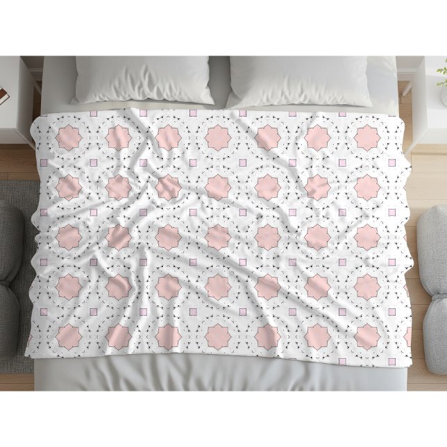 Decorative pink geometric mandala patterned  fleece blanket (Creator Uploaded)