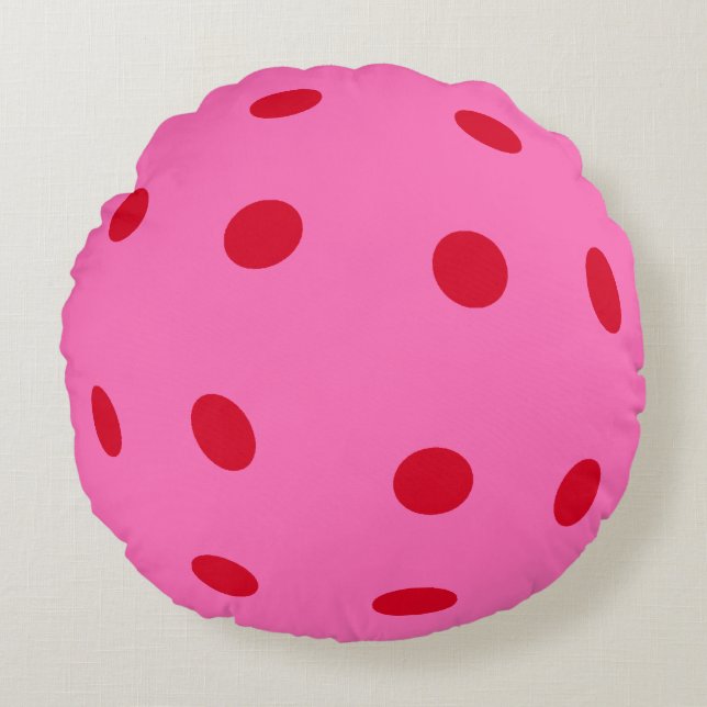 Decorative Pink Pickleball Gift Round Cushion (Front)