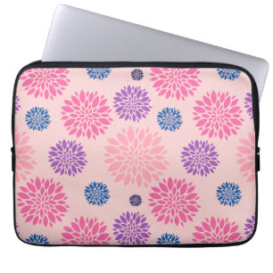 Decorative Pink Purple and Blue Floral Pattern Laptop Sleeve