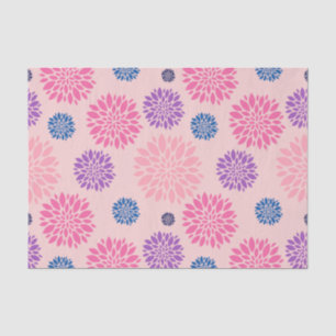 Decorative Pink Purple and Blue Floral Pattern Tissue Paper