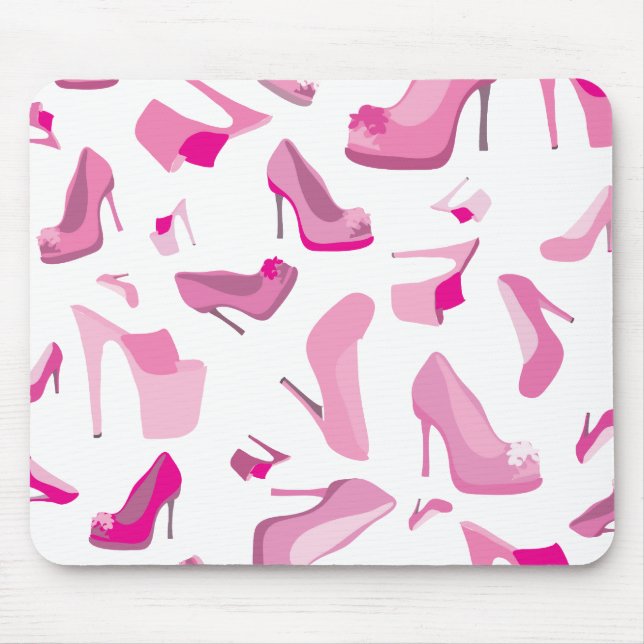 Decorative pink shoe template mouse mat (Front)