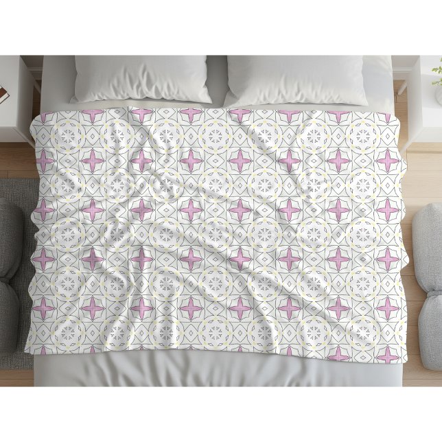 Decorative pink star geometric patterned  fleece blanket (Creator Uploaded)