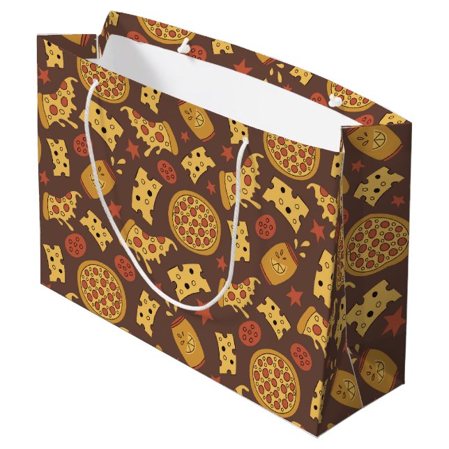 Decorative Pizza Pattern Large Gift Bag (Back Angled)