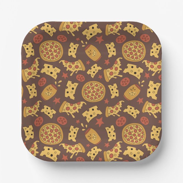 Decorative Pizza Pattern Paper Plates (Front)