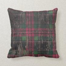 Decorative Plaid Rustic Wood Throw Pillow