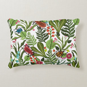 Decorative Plants and Insects: Seamless Design. Cushion
