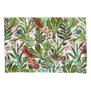 Decorative Plants and Insects: Seamless Design. Pillowcase
