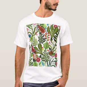 Decorative Plants and Insects: Seamless Design. T-Shirt