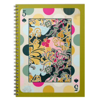DECORATIVE PLAYING CARDS RANDOM PATTERNS FIVE BACK NOTEBOOK