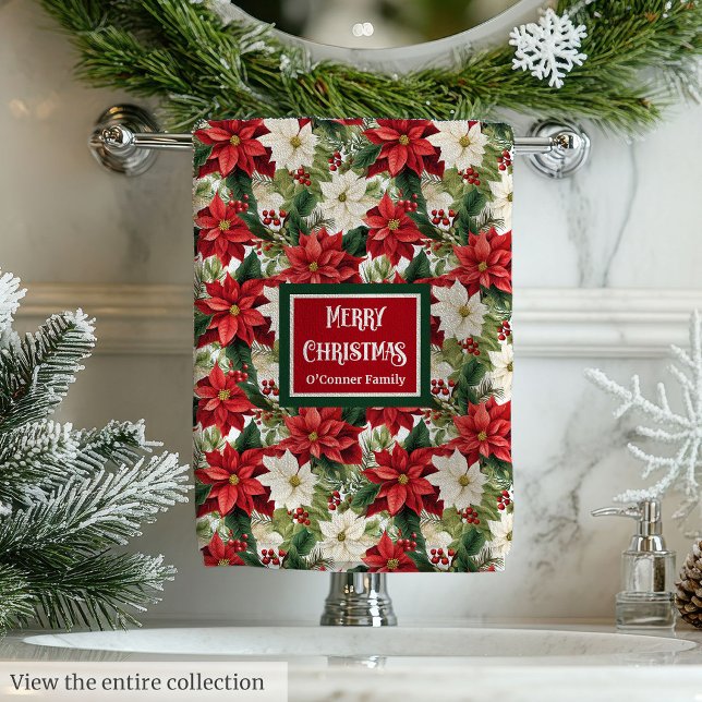 Decorative Poinsettia Towels Modern Holiday Look (Decorative Poinsettia Towels Modern Holiday Look)