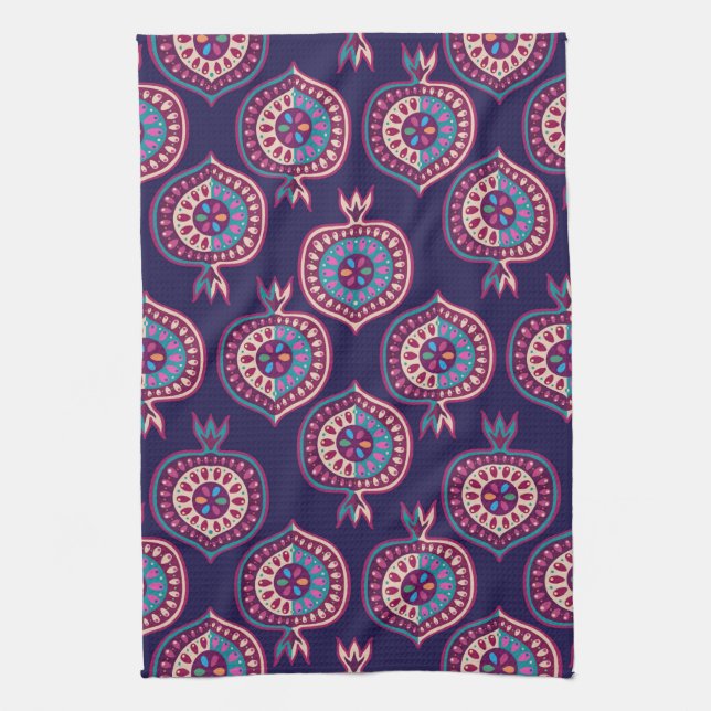 Decorative Pomegranate Pattern Tea Towel (Vertical)