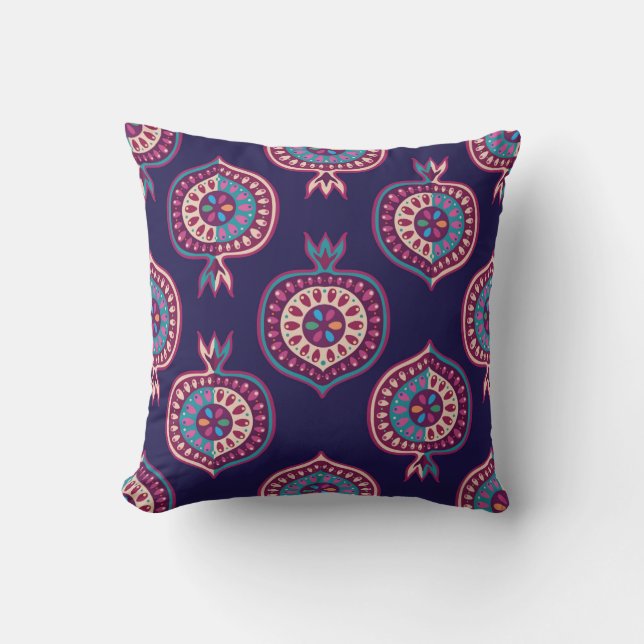 Decorative Pomegranate Pattern  Throw Pillow (Front)