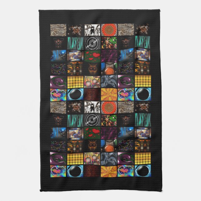 Decorative Pop Arts Pattern  Tea Towel (Vertical)