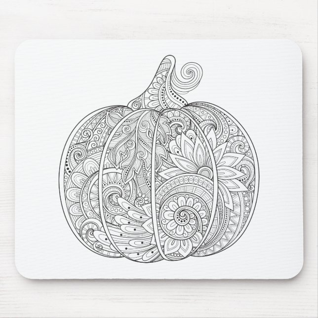 Decorative Pumpkin Doodle Mouse Mat (Front)