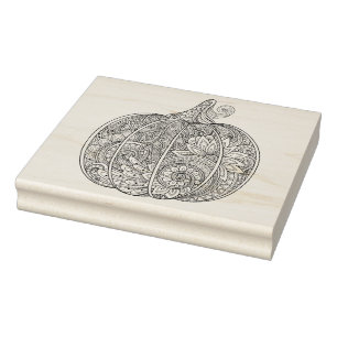 Decorative Pumpkin Doodle Rubber Stamp